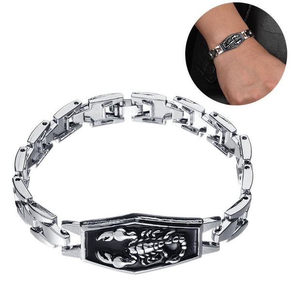 

charm bracelets punk personality scorpion bracelet men stainless steel scorpio carved chain bangle wristband gift wholesale goth, Golden;silver