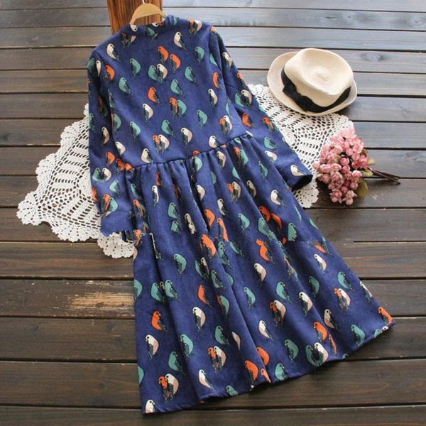 

women fashion dress winter casual loose long sleeve natural corduroy print button nov20 maternity dresses, White