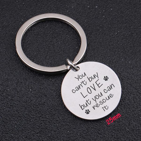 

keychains round keychain engraved you can't buy love but can rescue it for dog lover gift key ring suitable animal lovers, Silver