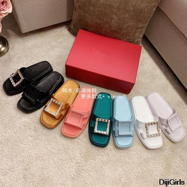 

slippers summer pink metal frame peep toe leather crystal women's outer, Black