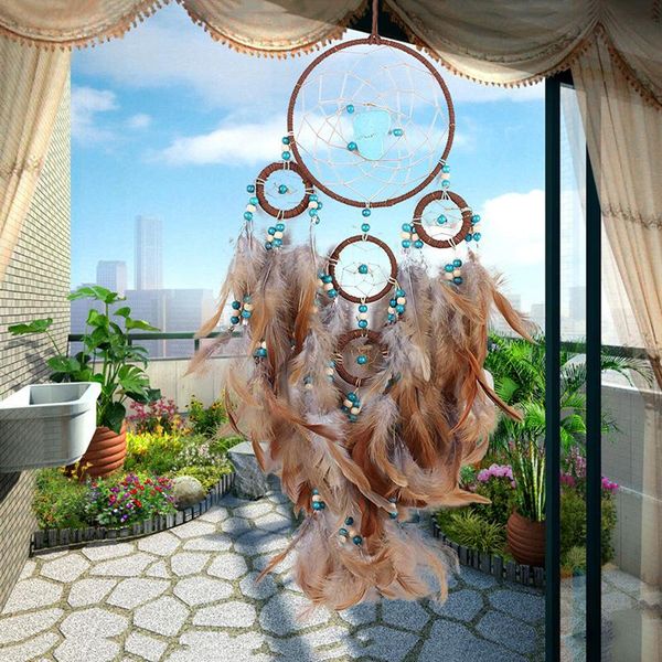 

decorative objects & figurines creative feather dream catcher wind chimes pendant mascot dreamcatcher nordic home decoration living room bed