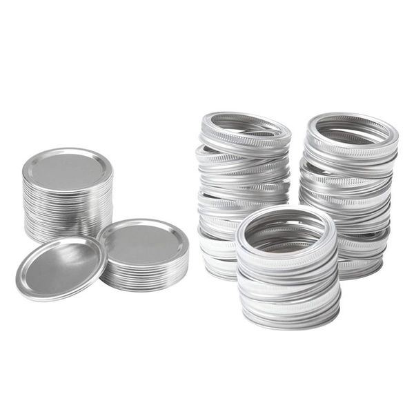 

kitchen storage & organization 10 pcs canning lids for mason jar wide mouth, split-type leak proof and secure can caps,silver