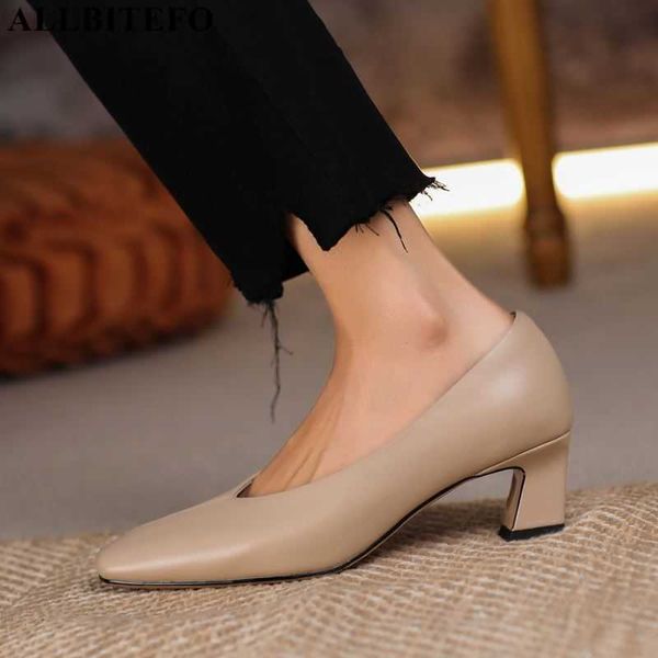 

allbitefo soft natural genuine leather women heels shoes fashion high heels women office work shoes women's high heel shoes 210611, Black