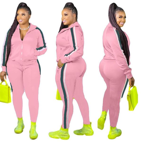 

casual big pant set womens tracksuits plus size sets tracksuit clothing suit long sleeve zipper jogger sport wear, Gray