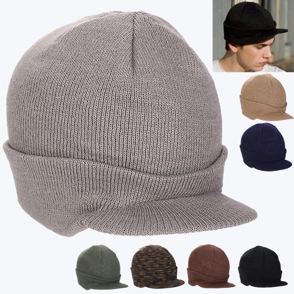 

berets men women warm winter hat with brim soft thick knitted beanie pure colour cap outdoor fashion accessories, Blue;gray