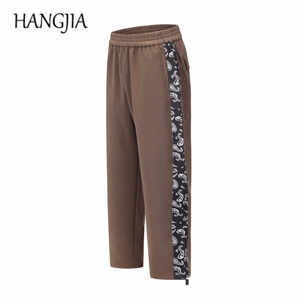 

paisley striped print jogger pant high silky patchwork casual trousers men vintage cashew printing track pant for women c0607, Black