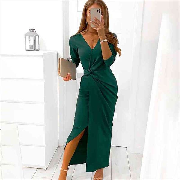 

autumn winter boho dress fashion casual v-neck long sleeve green lady elegant beach party dress for women robe femme, Black;gray
