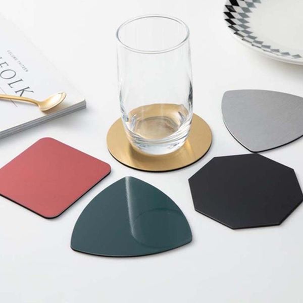 

mats & pads non-slip heat resistant cup pad 1pc modern geometric stainless steel table mat placemat bar dining decor