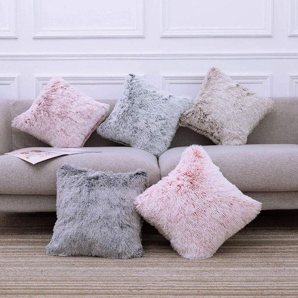 

pillow case luxury fluffy shaggy cozy soft sofa cushion cover plush bed home decor
