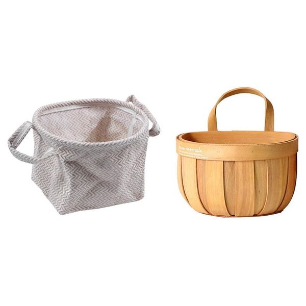 

storage baskets woven basket rope flower pot dirty clothes laundry hamper (light color 14x17x16cm) & wood l