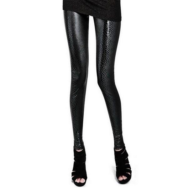 

women's leggings viianles black snake lady high waist skinny trousers women elastic faux leather pants