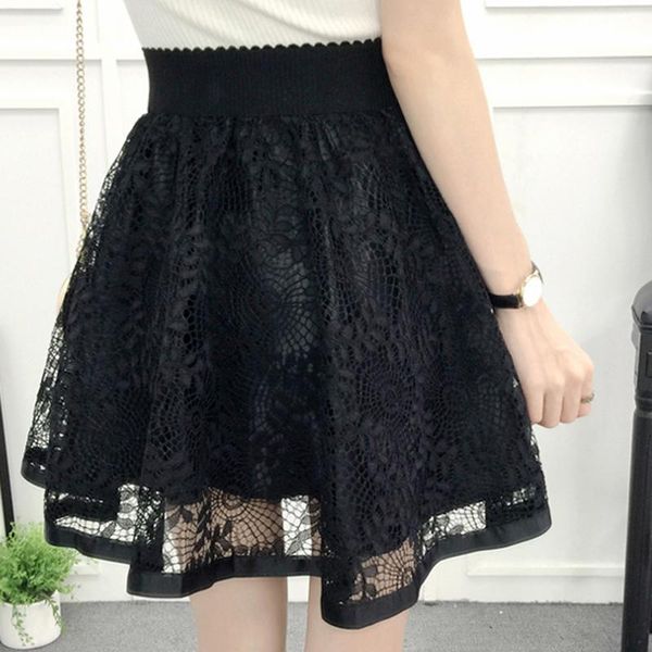 

skirts women skirt casual high waist ball gown 2021 summer student fashion cute sweet girls lace dance, Black