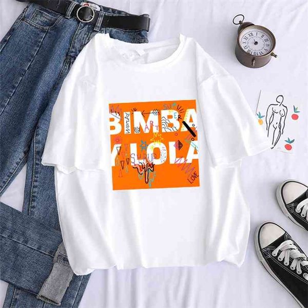 

summer women t shirts fashion trend letter printing female loose casual o neck t-shirt large size ladies tee shirt 210708, White