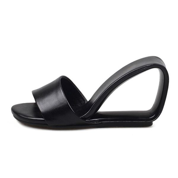 

dress shoes coolcept 5 colors women high heel sandals genuine leather brand slipper strange footwear size 34-39 5ct7, Black