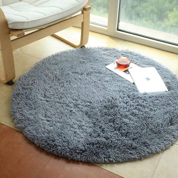 

round anti-skid bath mats carpet fluffy area rugs shaggy dining room home bedroom decoration textiles door mat 120cm carpets