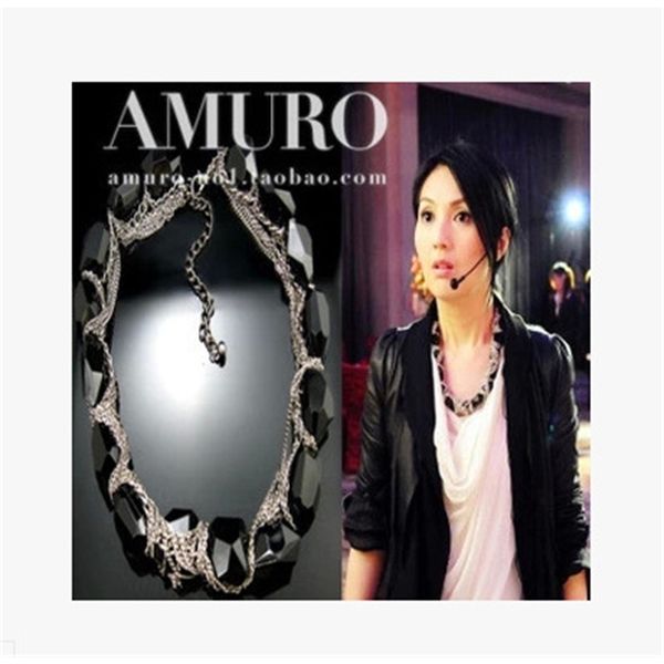 

c0560 multilayer irregular black necked chain necklace