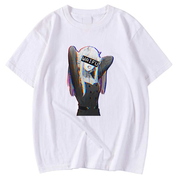 T-shirt masculino de camiseta masculina respirável T-shirt camisetas desenho animado gril waifu imprimindo roupas de manga curta casual t camisetas homens y0809