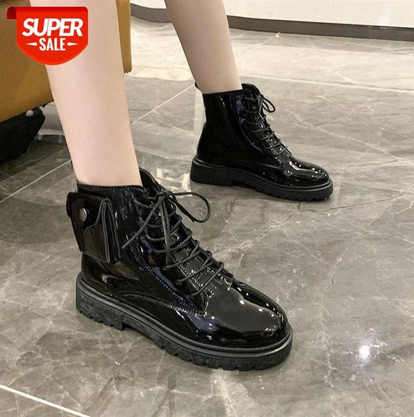 

martin boots women's single british style thin thick heel short #qd3a, Black