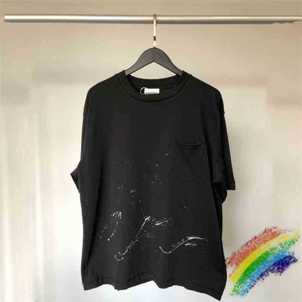 

men's t-shirts t shirts heavy fabric askyurself t men women 1:1 tees pocket black manual splash ink vintage streetwear t-s fp35, White;black