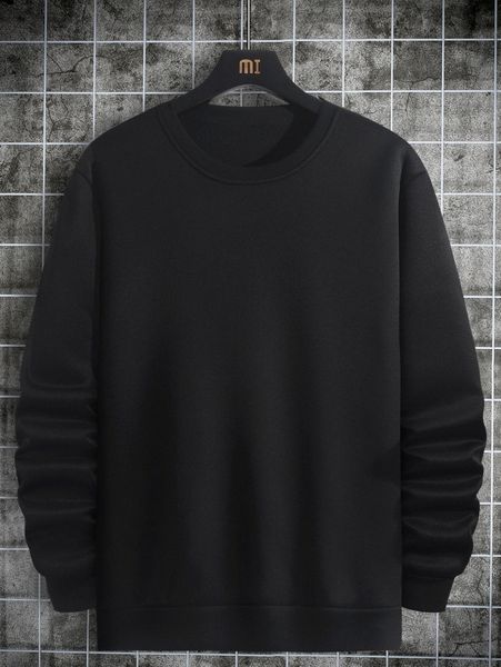 

men solid round neck sweatshirt z2px#, Black