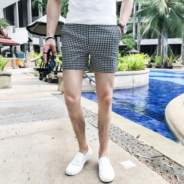 

men's shorts summer comfortable beachwear homme fashion boardshorts breathable male 2021 casual board short beach plaid men, White;black