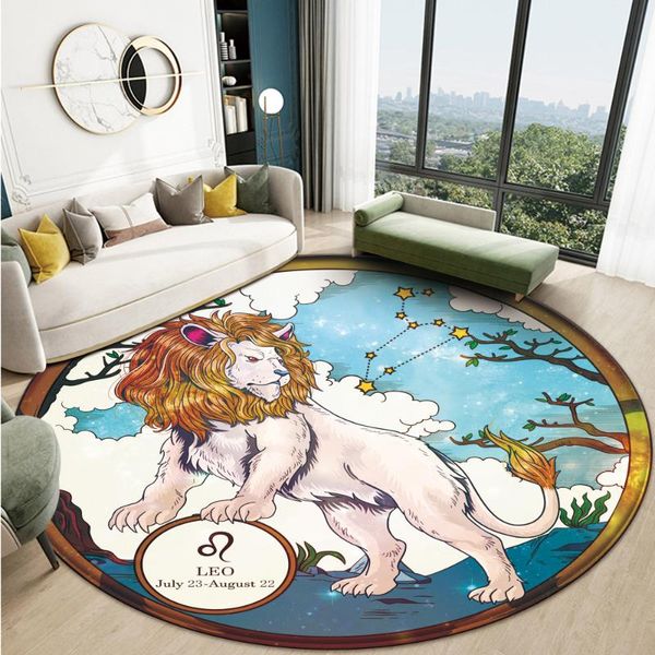 

carpets promotion durable carpet floor mat home bedroom living room decoration rug 12 constellation leo round anti-slip