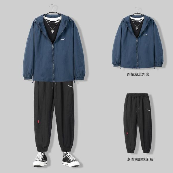 

men's tracksuits casual loose men sets korean style cardigan fashion long sleeve tracksuit hip hop ropa hombre clothing db60tz, Gray