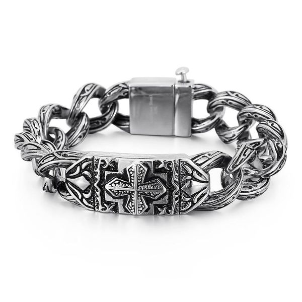 

link, chain haolynjoy punk 225 mm o-chain bracelet men's stainless steel mysterious symbol male jewelry, Black