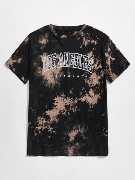 

romwe guys tie dye tee 84fa#, White;black