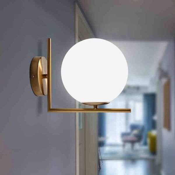 Lampada da parete moderna a LED per soggiorno, camera da letto, paralume in vetro, paralume in vetro, bagno, lampada frontale, illuminazione domestica