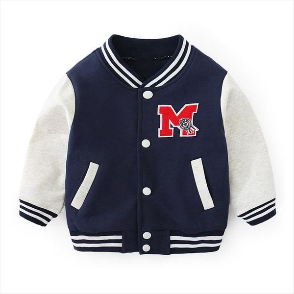 

boy girl sports shirt baby coat out baseball uniform fashion jacket spring autumn single breasted letter clothing, Blue;gray