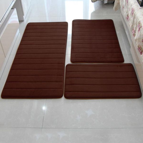 

3pcs/set soft bedroom carpet solid shower pad bath mat rug home coral fleece door living room non slip thicken decoration floor mats