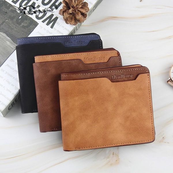

men wallets short casual patchwork three fold money purse vertical male coin business clutch 2021 men's card holder pu1, Red;black
