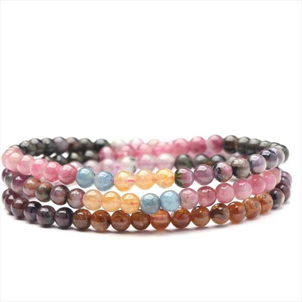 

beaded, strands multilayer tourmaline bracelet with 6mm natural stone bead colorful fashion bangle for women yoga healing meditation accesso, Black
