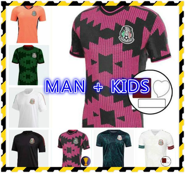 

2021 mexico soccer jerseys copa america camisetas pink 21 22 fans player version chicharito lozano dos santos 2022 national team football sh, Black;yellow