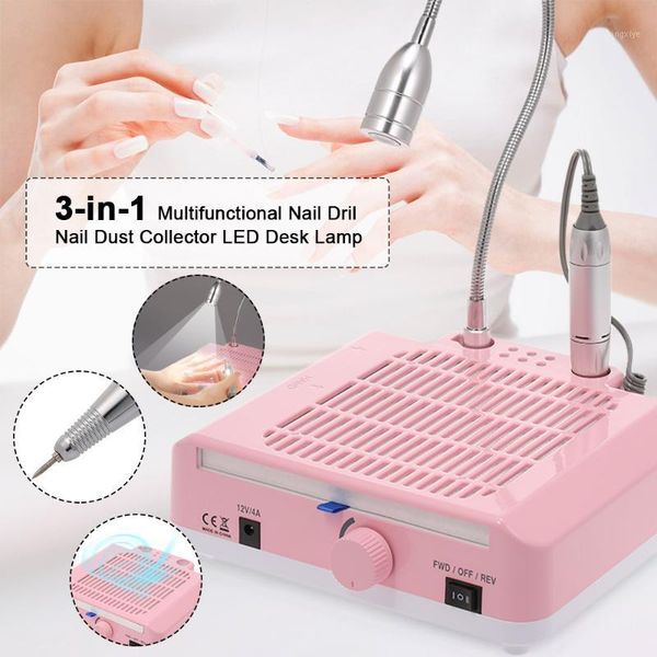 

3-in-1 multifunctional salon nail art dust collector vacuum cleaner for manicures suction 25000rpm dril1