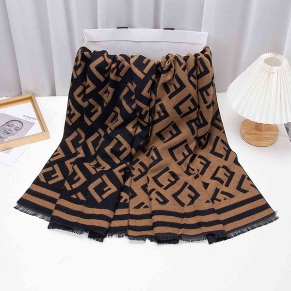 

scarf dongdamen bib double sided thick autumn f women's versatile shawl, Blue;gray