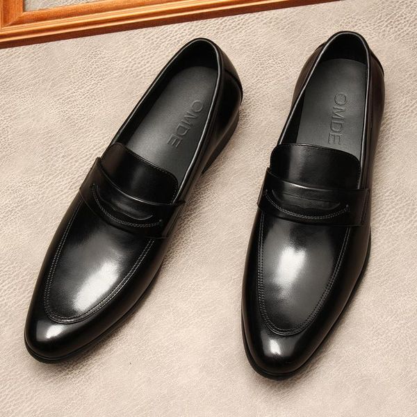 

dress shoes luxury fashion men wedding loafer black quality genuine leather business slip on men's casual shoe