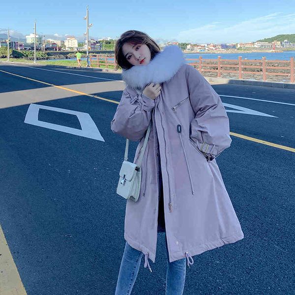 

women's down & parkas to film a feather cotton-padded jacket female han edition in long loose waist clothes sent overcome windbre1 hgoo, Black