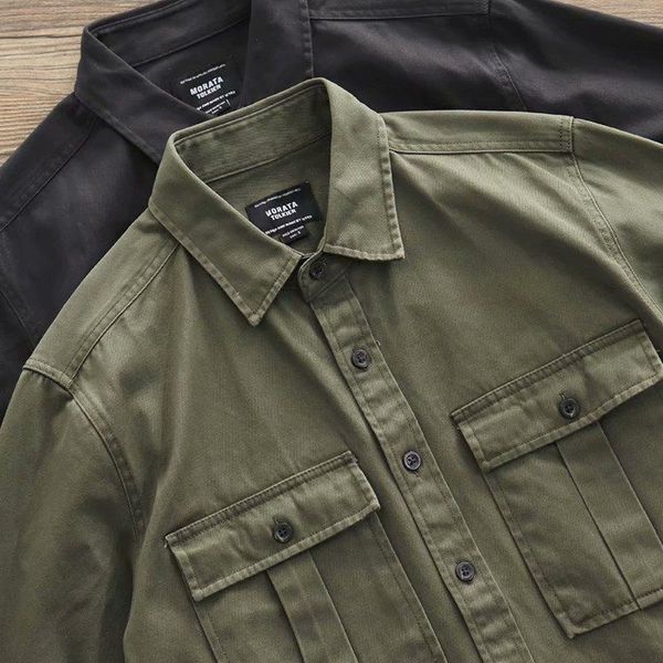 

men's casual shirts 2021 male cargo work cotton military shirt men long sleeve dress american -40, White;black