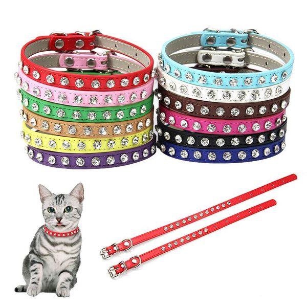 

cat collars & leads 1pc collar rhinestone leather adjustable creative dog harness
