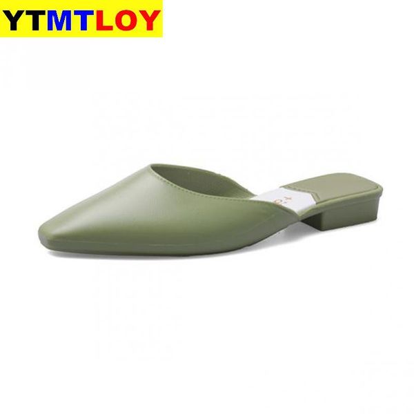 

summer flats mules lady sandals belt slip on pointed toe women outdoor shoes low heels casual flat with, Black