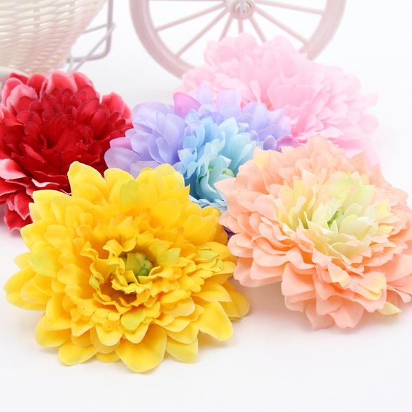 

decorative flowers & wreaths 10pcs/lot simulation silk chrysanthemum flower diy handmade cloth thousand layer sunflower head