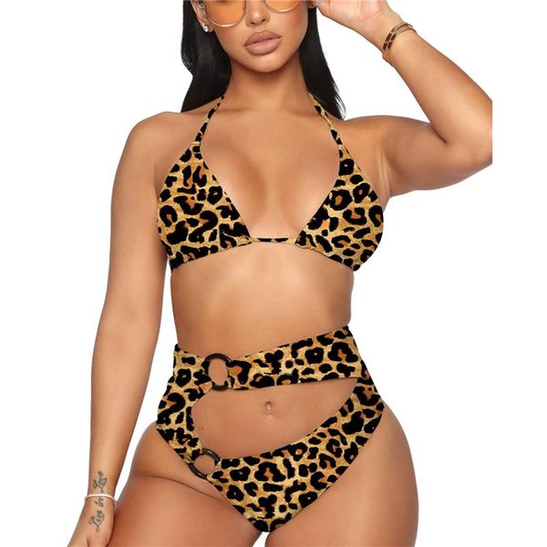 

women's swimwear women bathing suit leopard halter bikini and high waist bottoms brazilian two piece swimsut ladies beach wear, White;black