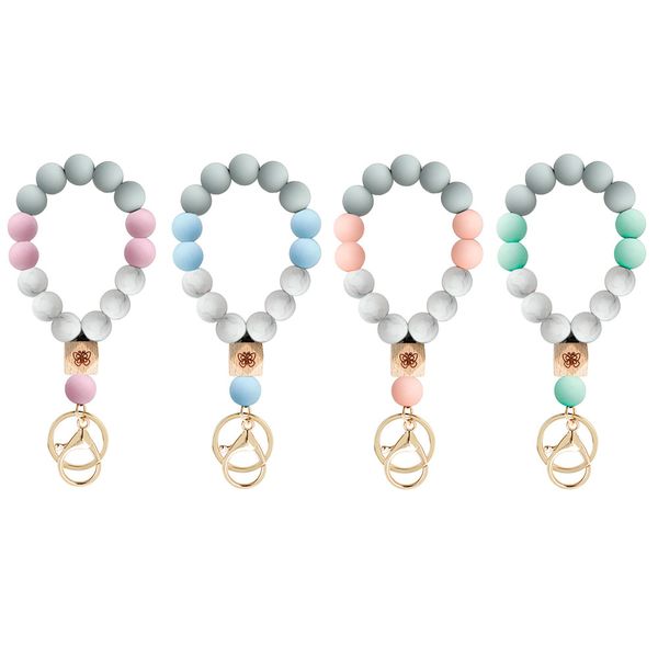 

silicone keychain wooden bead butterfly new silicone bead bracelet key chain, Silver