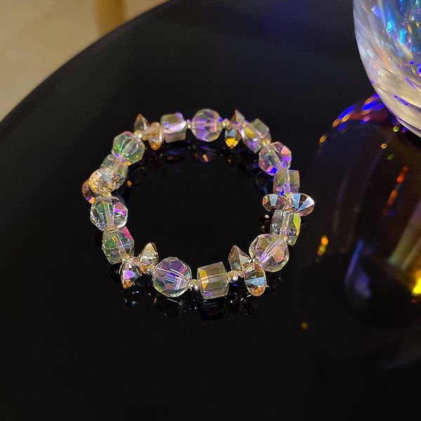 

beaded, strands geometric 2021 style bright color crystal beaded strand bracelets bangles for women female summer fashion jewelry ybr403, Black
