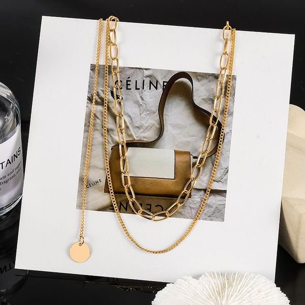 

chains lovr gold color multi-layer pendant necklace for women coin nacklace avatar zinc alloy statement clavicle chain jewelry gifts, Silver