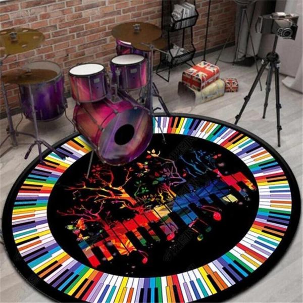 

carpets 37colorful piano music round carpet for kids room fashion non-slip drum rug home decor computer chair mat