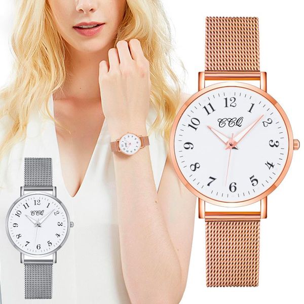 

wristwatches ccq fashion ladies casual quartz watches stainless steel strap watch high-end bracelet for women's clock a, Slivery;brown