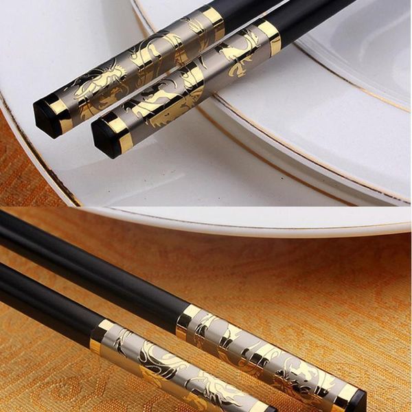 

chopsticks 1pair luxury household sushi tableware dinnerware product chinese style alloy spot for gift black u3b0